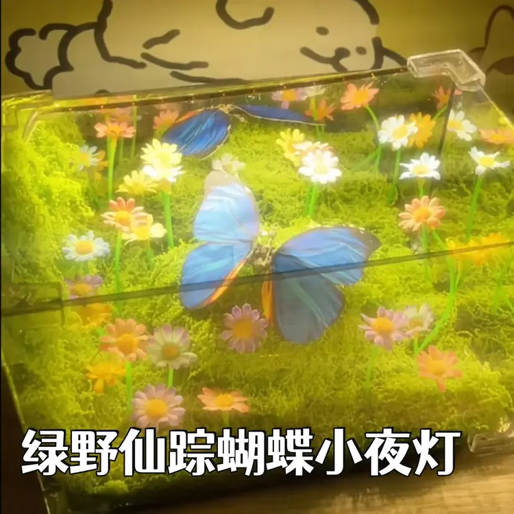 绿野春日蝴蝶魔方小夜灯diy材料包床卧室睡眠灯送女友情人节礼物