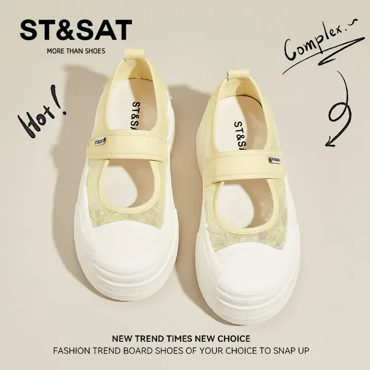 星期六小众休闲鞋女款厚底魔术贴板鞋夏季透气舒适轻便玛丽珍凉鞋