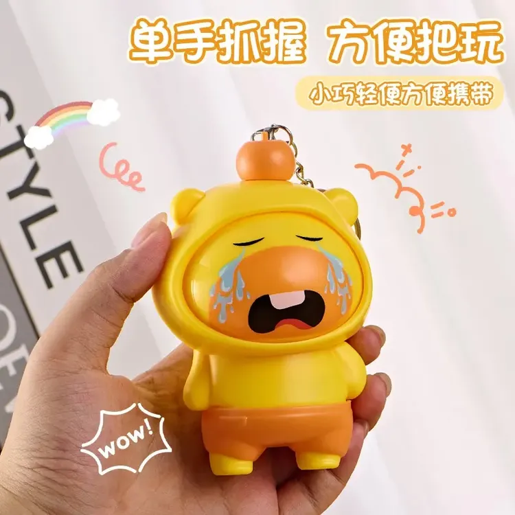 按压公仔卡通玩具水豚旋转挂件水豚LL解压钥匙扣变脸玩具商品图