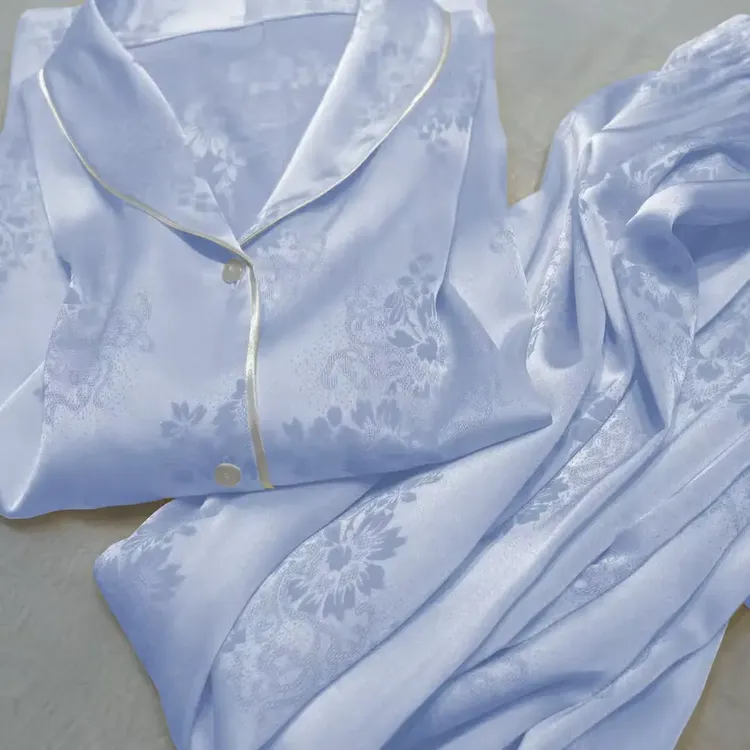 2025年新款国风凉感冰雪丝睡衣女春秋高级感长袖可外穿家居服套装