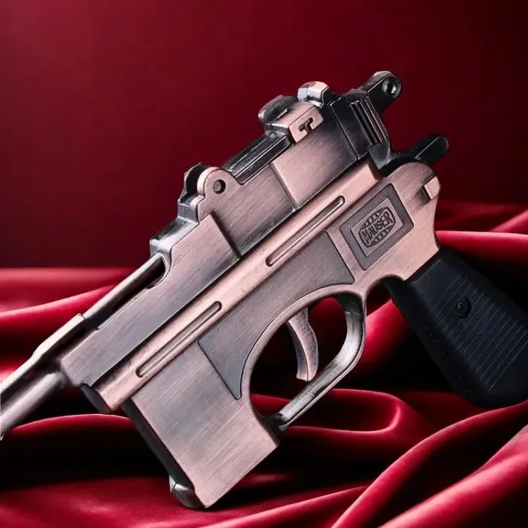 怀旧纪念驳壳枪金属防风打火机收藏品送战友礼物不可发射支持定制