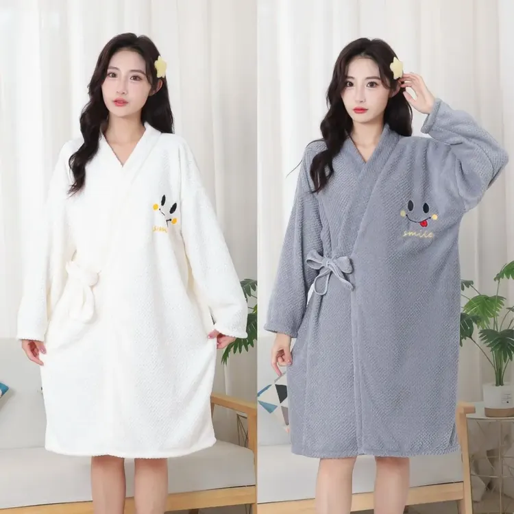 浴巾浴裙成人浴袍吸水速干加厚新款男女情侣睡袍长款洗澡居家衣浴