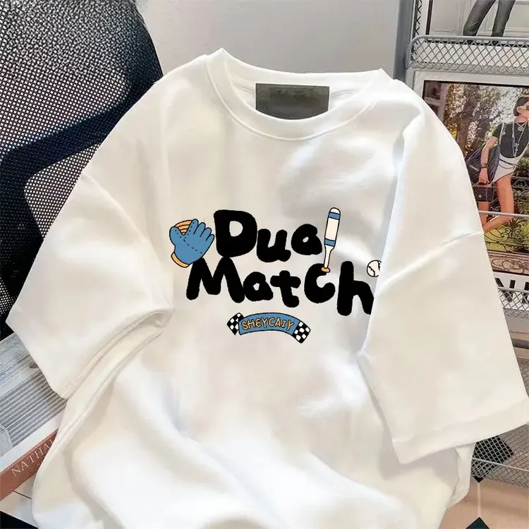 大码300斤日系简约休闲纯棉短袖t恤男女夏季潮流宽松显瘦重磅上衣