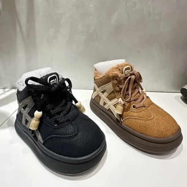 加厚面包鞋亮面防泼溅大头洋气保暖雪地棉鞋加绒秋冬新款女童鞋