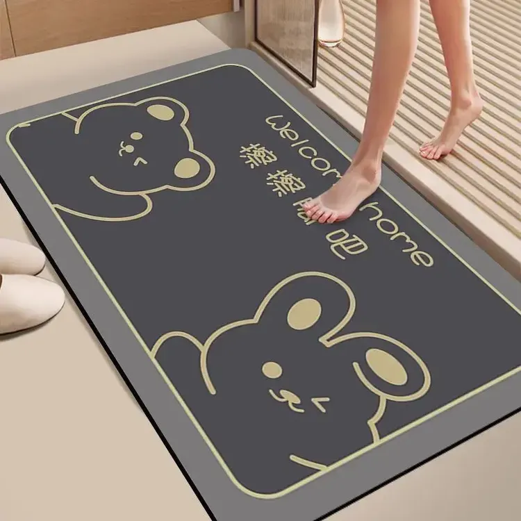 硅藻泥地浴室卫生间地垫门口防滑垫吸水速干家用脚垫浴室脚垫可爱