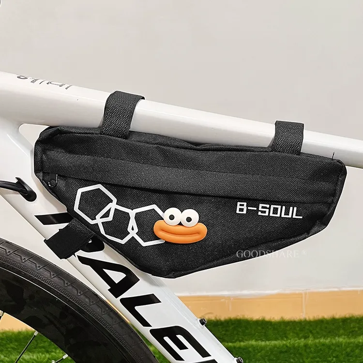 公路山地车前梁包可爱卡通香肠嘴自行车骑行上管包防水手机收纳包