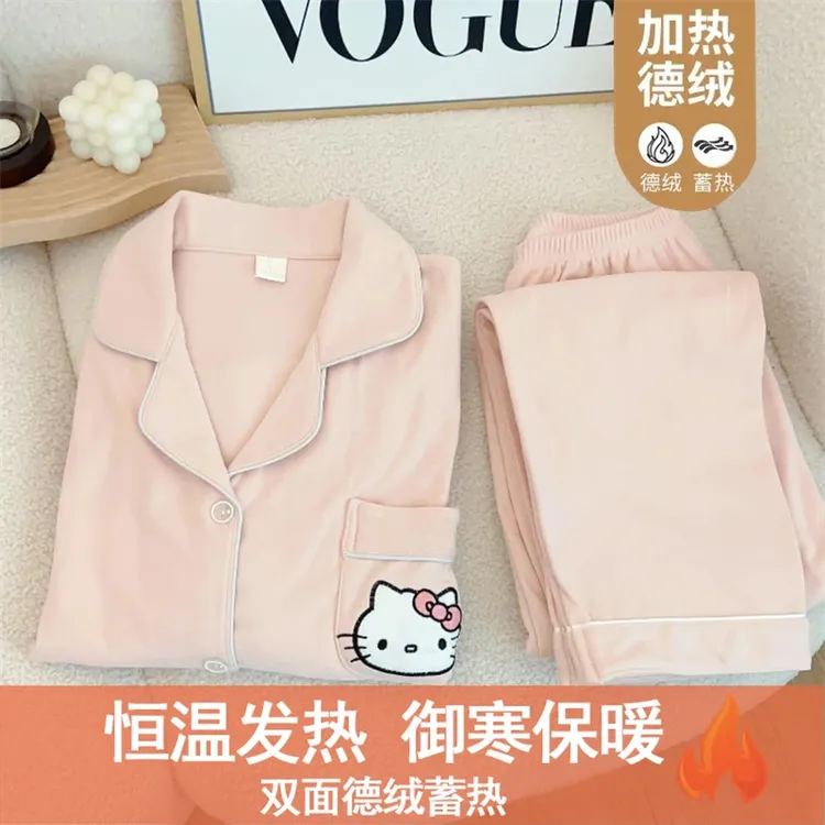 【加厚德绒多款可选】保暖冬季长袖蓄热锁温睡衣女恒温家居两件套装