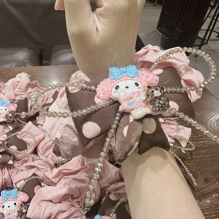 萌趣满钻小兔子甜美卡通镶钻美乐蒂发圈少女必备可爱甜美手工软妹