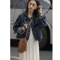 2025新款休闲韩版显瘦港风丹宁蓝宽松百搭上衣潮牛仔短外套女