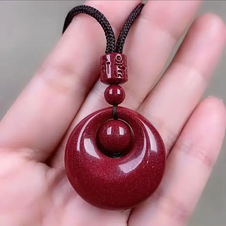 含辰砂工艺品含辰砂工艺品朱砂平安扣吊坠挂件男女款紫金砂时尚