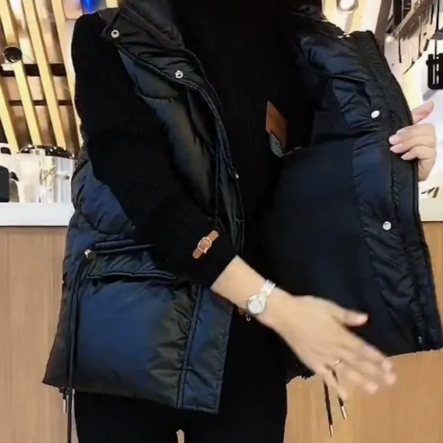 羽绒外套面亮马甲棉2024坎肩大中老年棉服背心立领码新款秋冬女