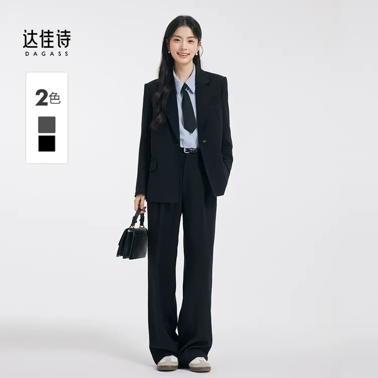 达佳诗-经典永恒 黑色西装女士正装外套教资面试通勤职业西服套装