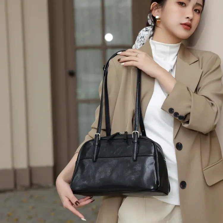 【悠悠1.0】悠悠保龄球-头层水晶胎牛皮通勤气质休闲托特单肩包