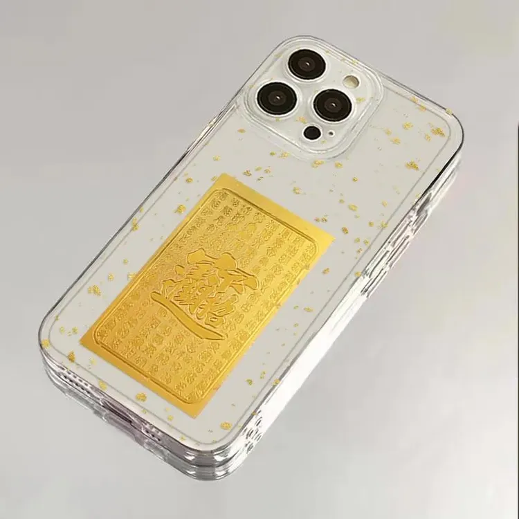 日进斗金手机壳适用苹果16金箔iphone15招财进宝vivox200发财iqoo