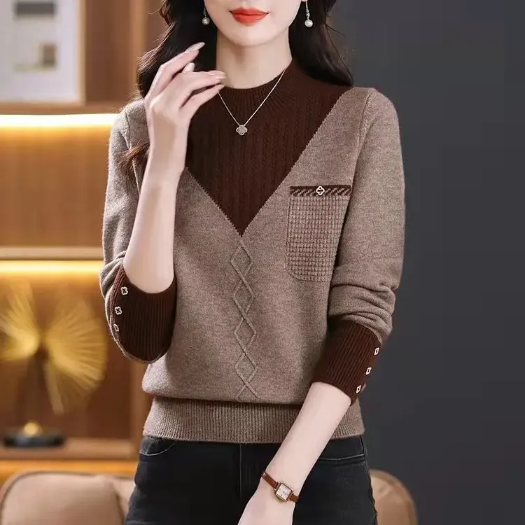 秋冬季新款套内搭毛衣女针织衫时尚休闲减龄外穿上衣打底衫