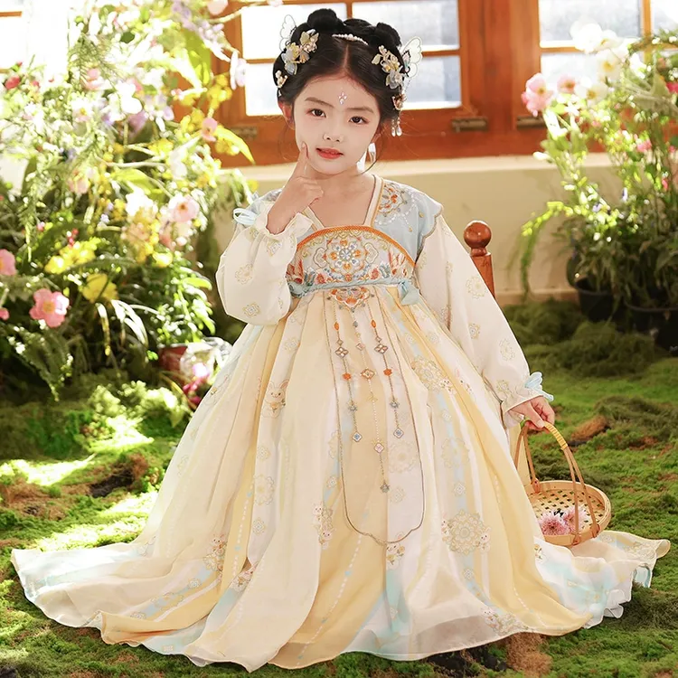 巴拉【商场同款】汉服女童春秋款连衣裙2025新款儿童中国风古装超仙