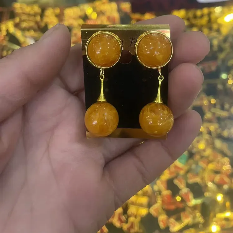 铜合金莫桑石耳饰 铜合金莫桑石藏式风格复古小众耳钉耳饰