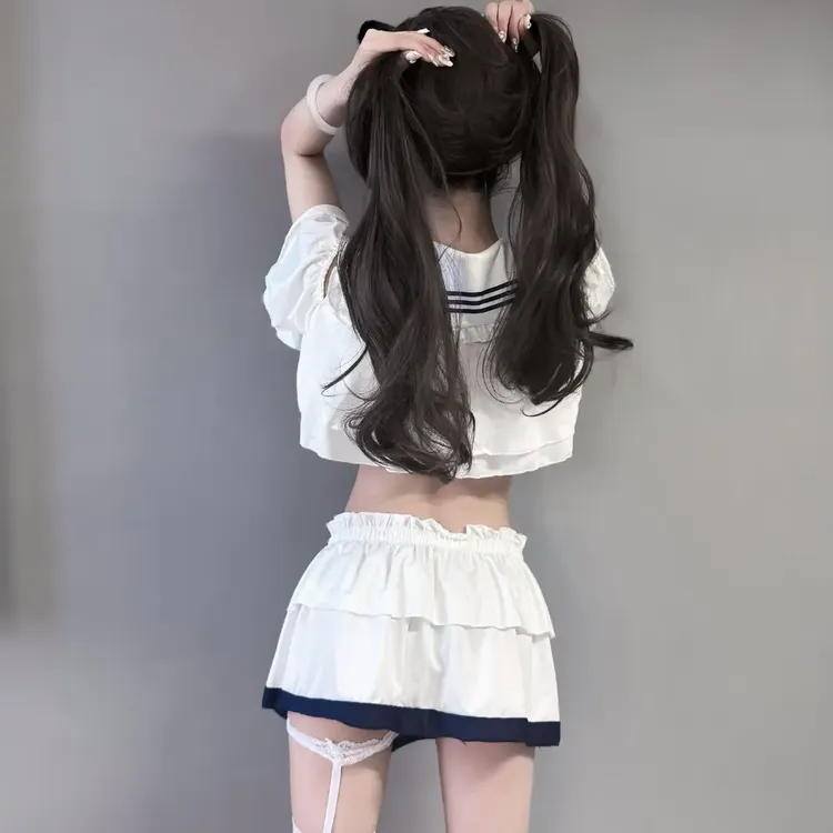 纯欲学院风jk制服超短包臀裙微透薄款套装修身辣妹显瘦小胸显大