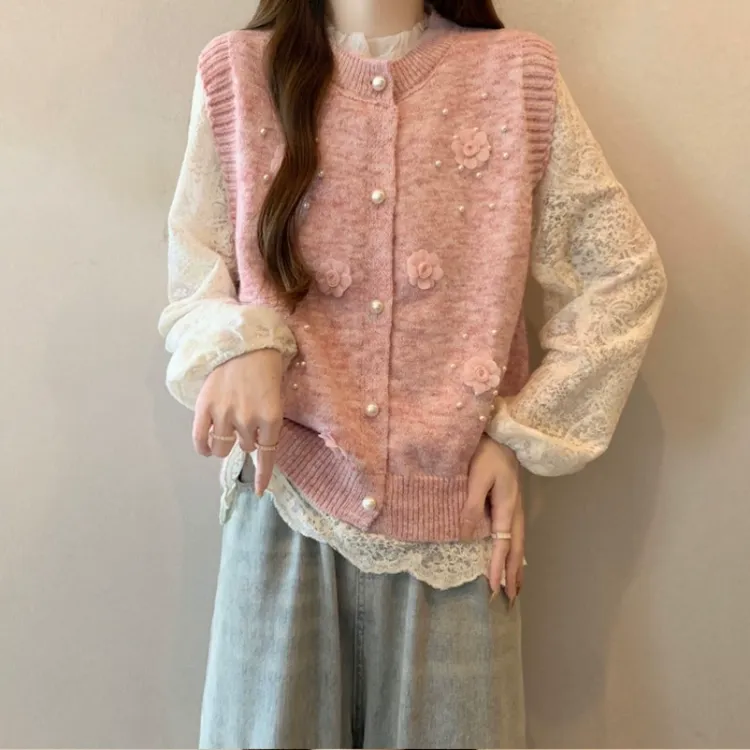 微胖妹妹大码2025春季新款小香风短款毛衣开衫外套女打底衫两件套