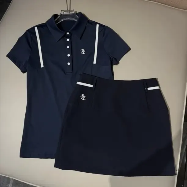 高尔夫服装女夏季高尔夫短袖女弹力抗皱高腰显瘦高尔夫半身短裙女