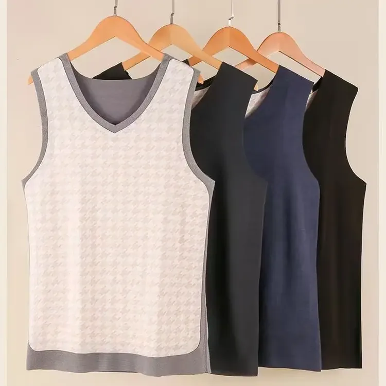 男士羊毛三层加厚保暖背心秋冬无痕贴身内穿防寒打底