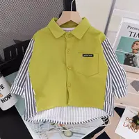 条纹拼接衬衫秋季 新款韩版男童新品上市