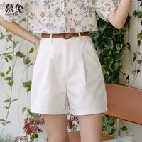 慕兔高腰小个子阔腿短裤女2025新夏季宽松显瘦日系直筒裤子薄款