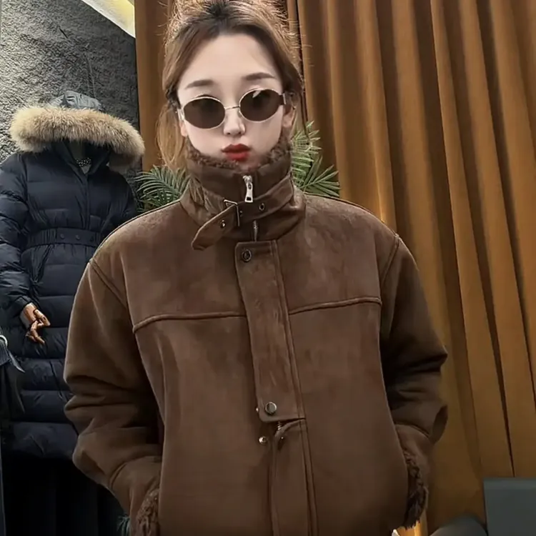人造皮草 短款加绒皮毛537复古冬季外套时尚保暖