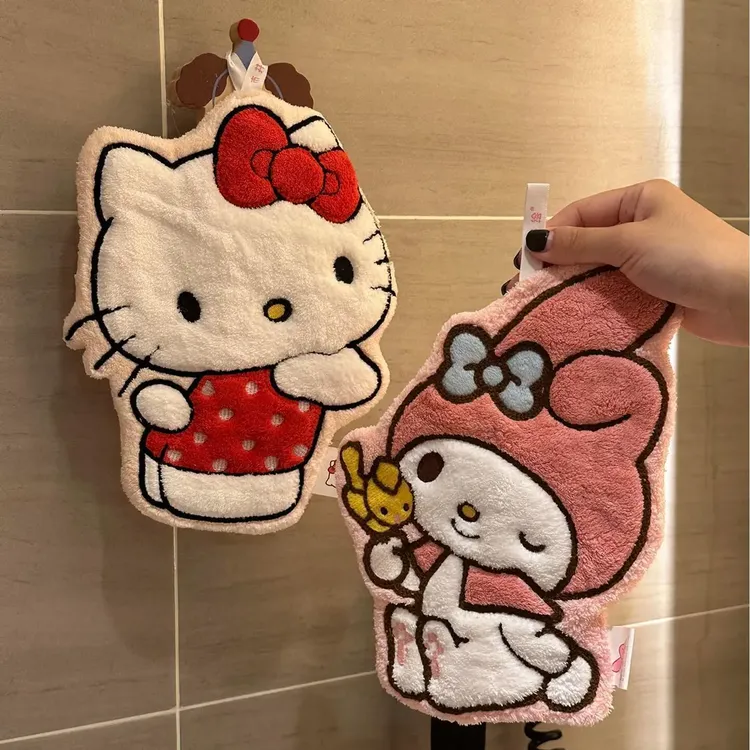 hellokitty擦手巾挂式厨房卫生间超强吸水双层加厚柔软可爱毛巾