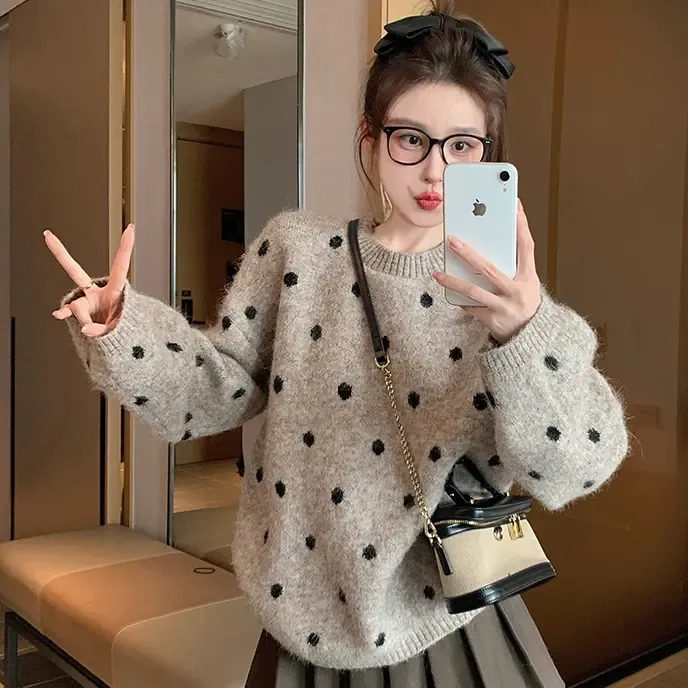《加厚可过冬》韩系慵懒老钱风2025秋冬季新款百搭针织打底衫毛衣女