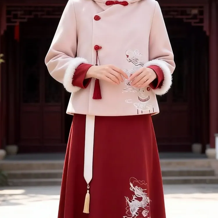 新款洋气古风改良汉元素中国风复古唐装上衣半身裙套装