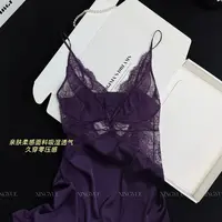 紫绡气质吊带蕾丝睡裙性感透气亲肤带胸垫纯欲夏季睡成熟贵妇睡衣