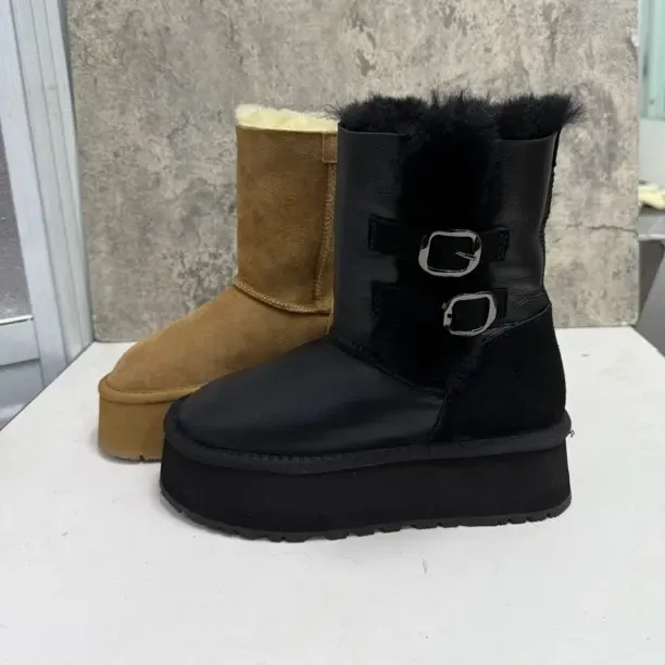 羊皮毛一体叠穿保暖女靴时尚雪地靴2025冬季时尚棉鞋厚款中帮厚底