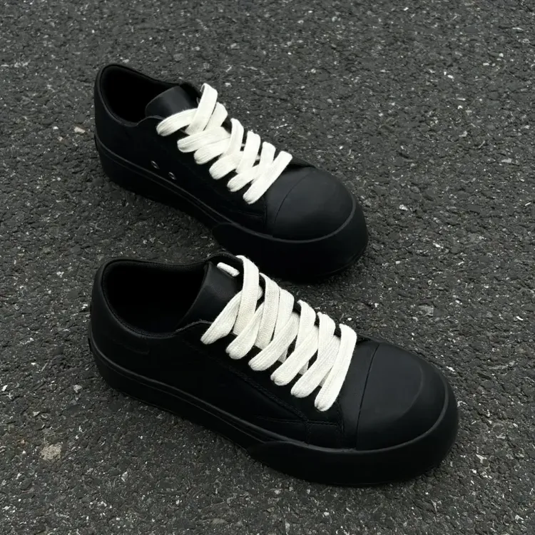 休闲板鞋男女黑色大头情侣米奇cleanfit厚底鞋子网红德比鞋