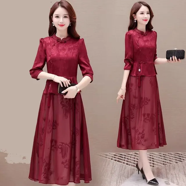 喜婆婆婚宴装2025新款妈妈礼服高端年轻洋气高贵妈妈结婚旗袍早秋