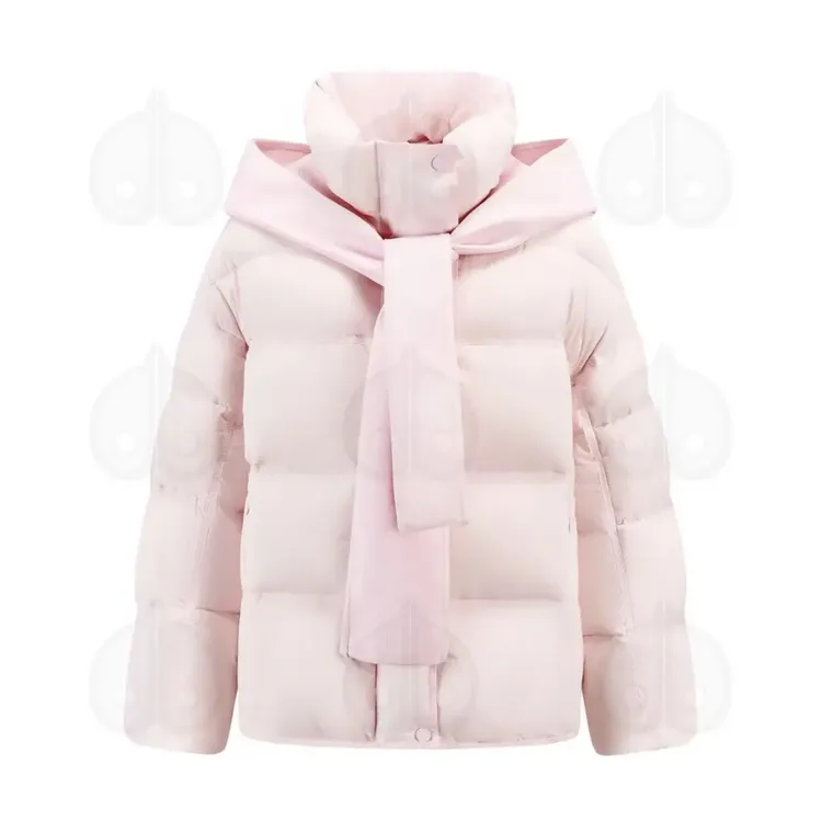 2025短款冬新款可拆卸针织披肩帽宽松廓形保暖外套羽绒服BLB