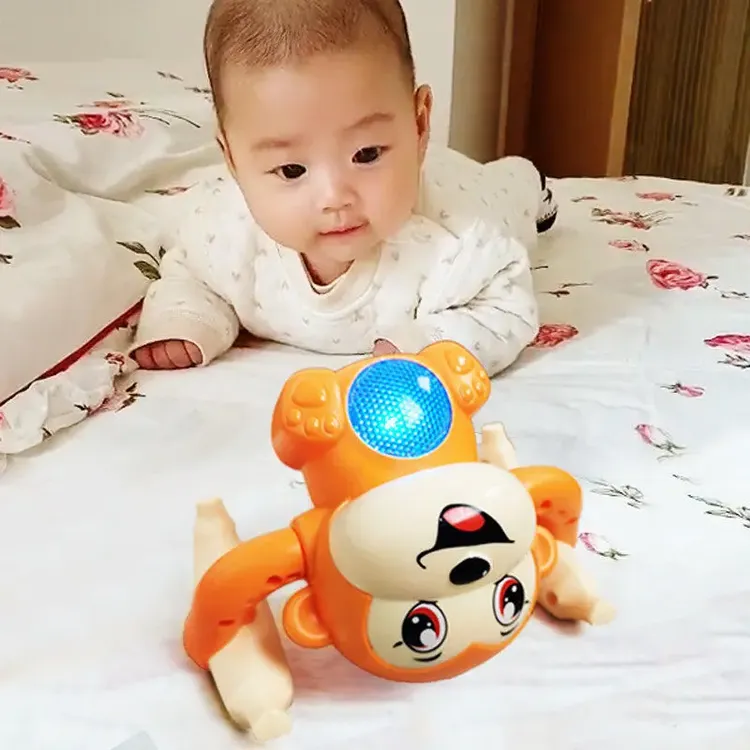婴幼儿翻跟头猴子电动玩具灯光音乐宝宝抬头练习爬行有声会动早教