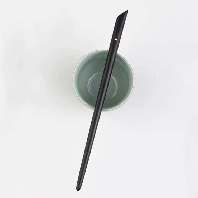 喜饰设计 原创天然黑檀木简约簪子黑色实用盘发木簪 轻古风发饰