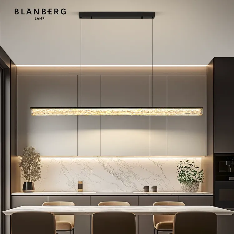 冰裂纹一字吊灯意式极简餐桌吧台灯具设计师简约现代可调节餐厅灯