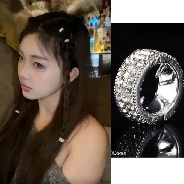 欣欣子同款女团爱豆小发扣 锆石圆形刘海发扣 高级感闪钻边夹夹子