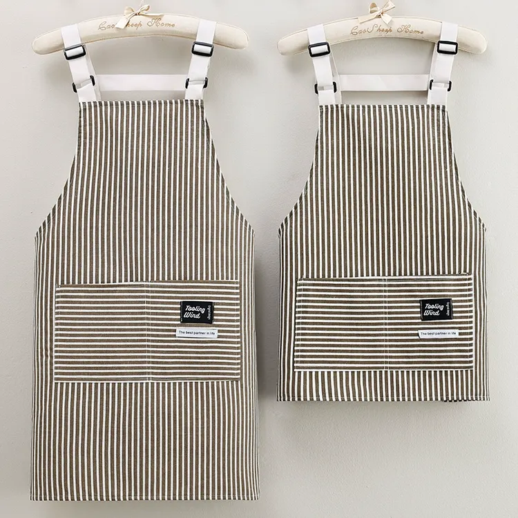 2025轻薄夏季短款棉麻围裙家用厨房餐饮防油污透气防脏工作服围腰