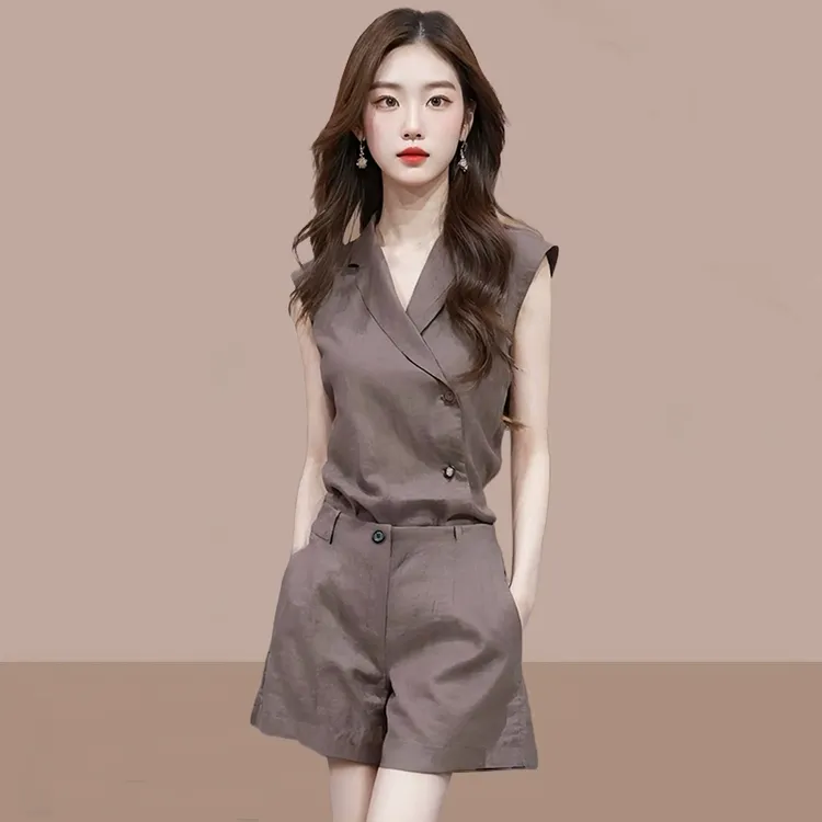 不规则马甲短裤套装女士2025夏季新款韩系时尚网红炸街减龄两件套