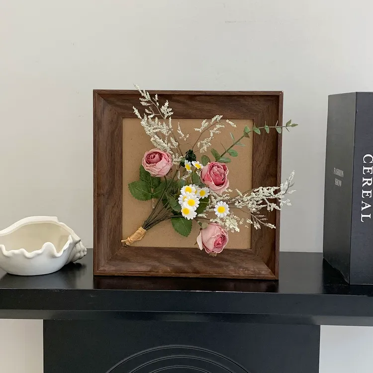 ins风美式复古玫瑰仿真花假花相框家居客厅餐桌玄关花艺摆件装饰