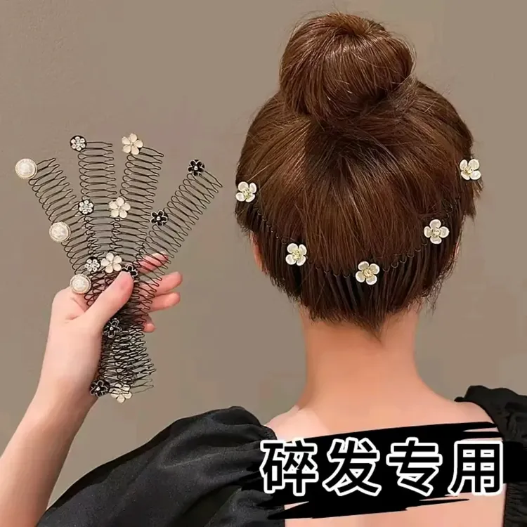 山茶花发夹后脑勺成人女宝拉拉发梳发箍女款儿童发卡刘海夹子发梳商品图