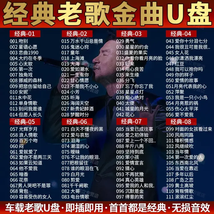 经典怀旧老歌车载u盘708090成名曲伤感情歌粤语劲爆网红热歌