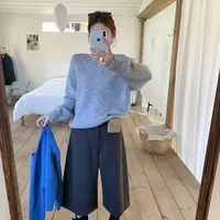 P&C studio  心水蓝V领毛衣