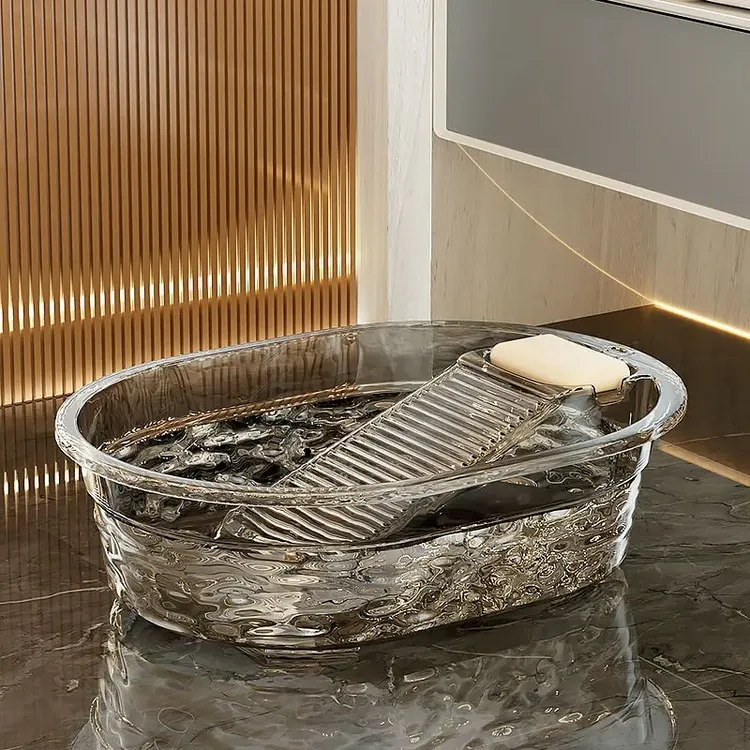 洛诺兔多用洗衣盆带搓衣板一体家用洗衣服内衣内裤盆子加厚洗衣板