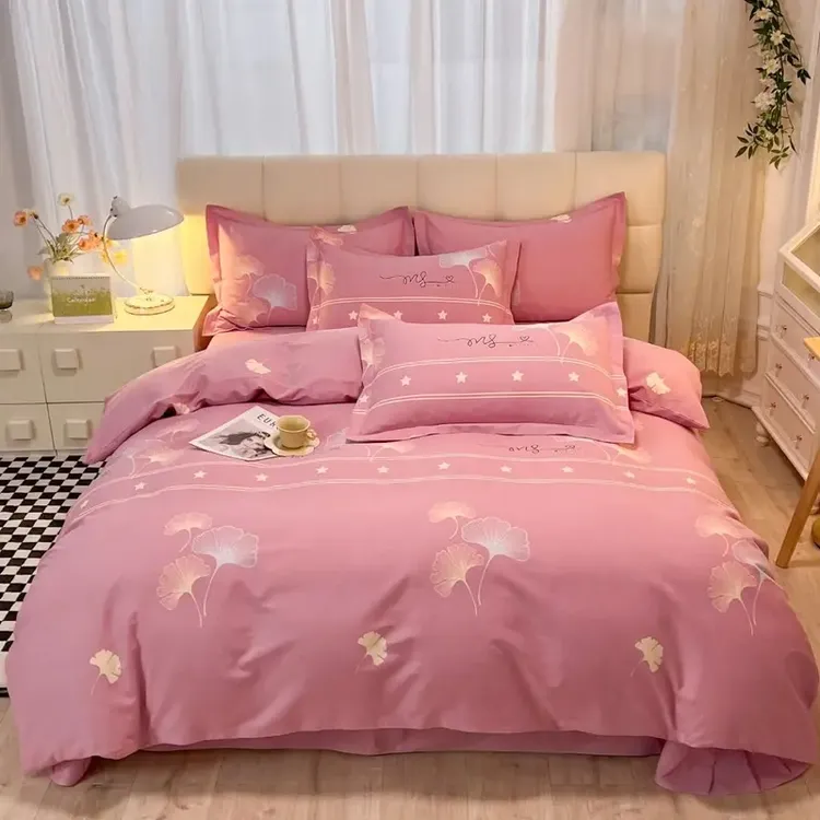 加厚床上四件套纯斜纹棉磨毛被套床单新款亲肤纯棉印花双人被罩