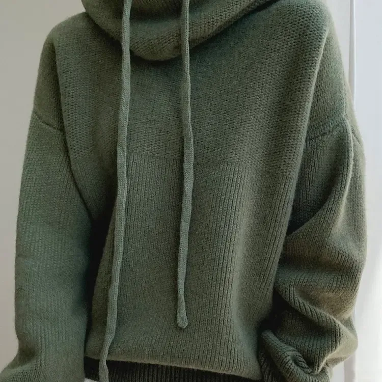 现货ZN2353已开价重磅加厚澳毛慵懒风高领卫衣女100%羊毛衫针织衫