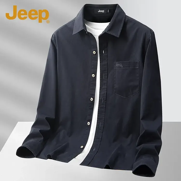 美国Jeep官方正品男士长袖衬衫2025春秋新款商务休闲百搭纯棉工装